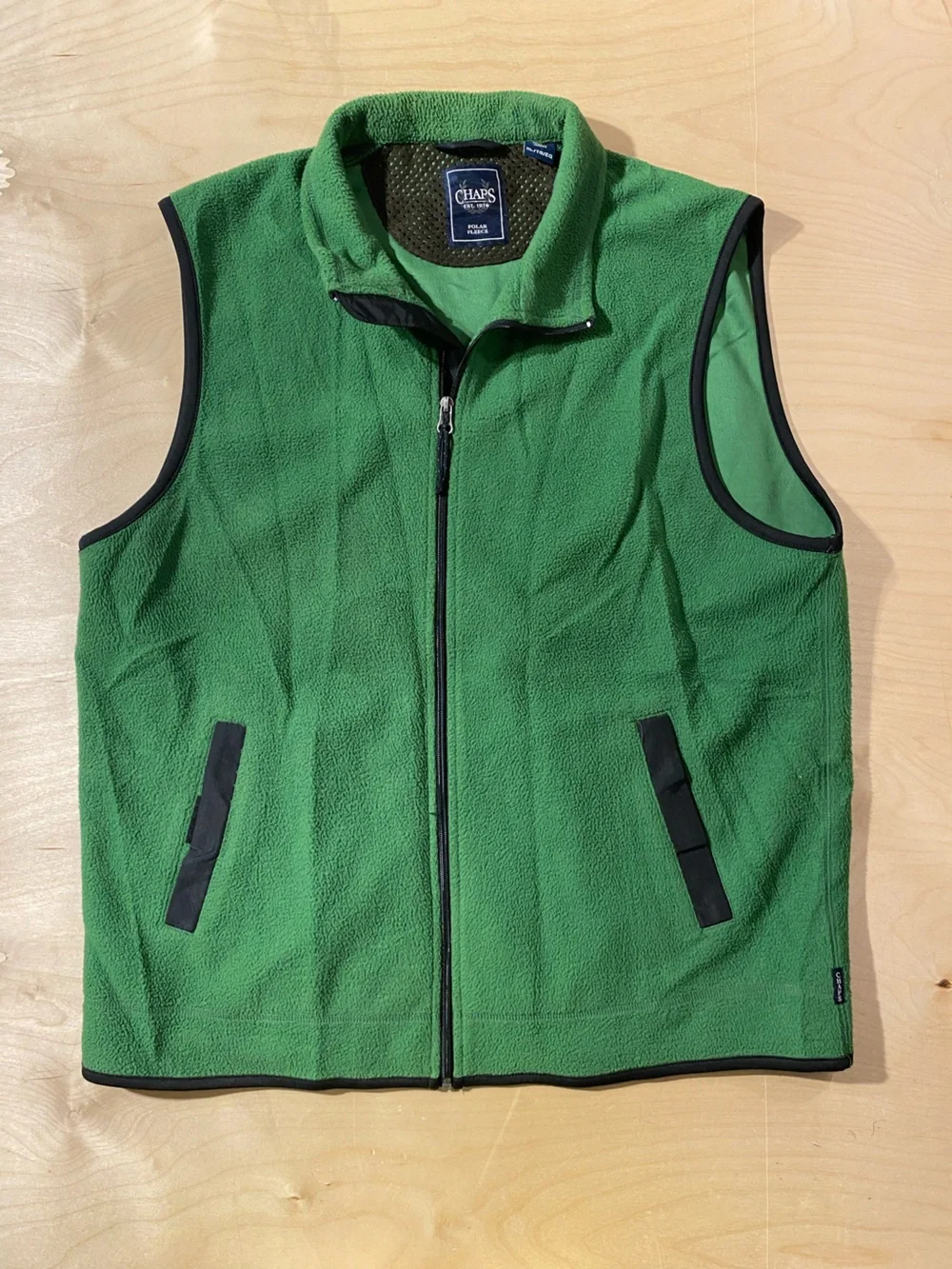 Chaps Men’s Green Polar Fleece Vest - Full-Zip Layering Piece XL (SX)